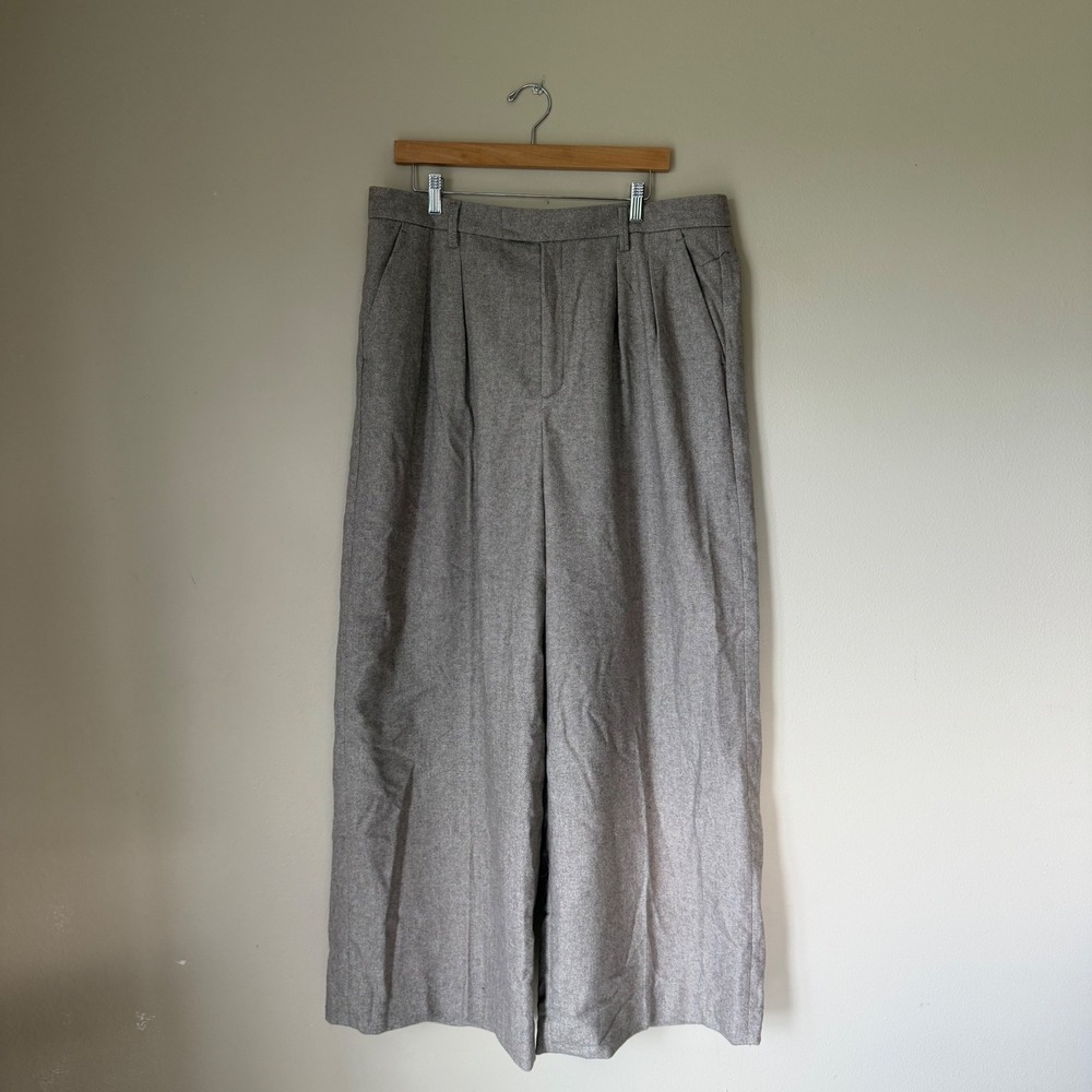 Banana Republic Wide Leg High-Rise Wool Herringbone Pants Size 16